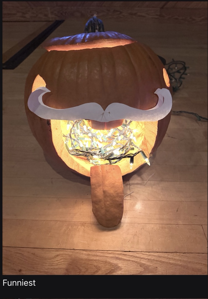 pumpkin carved as silly face