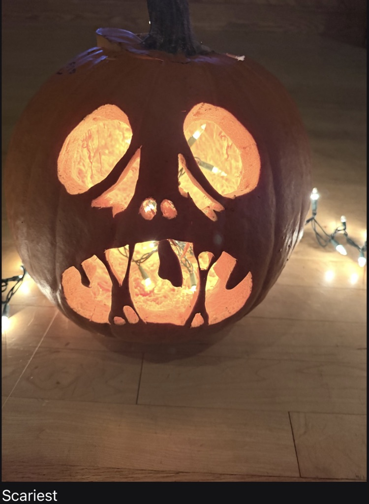 pumpkin carved as scary face
