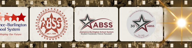 A film strip with different iterations of the ABSS logos