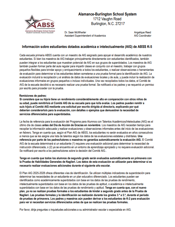 AIG Referral Letter Spanish