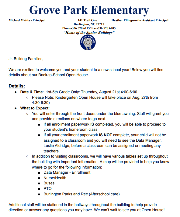 Open House Details
