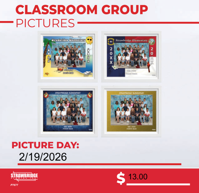 classroom group pictures on 2/19/2026 cost is $13