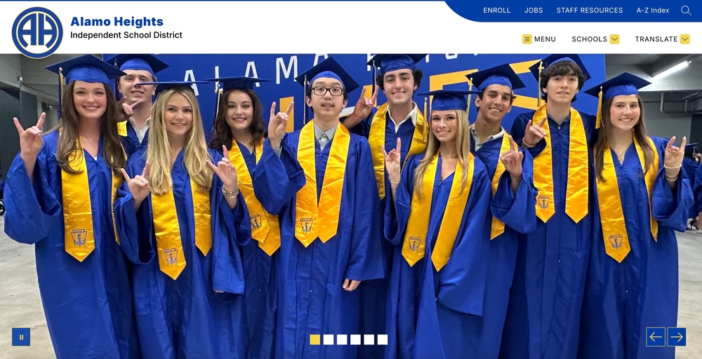 Screenshot of website home page