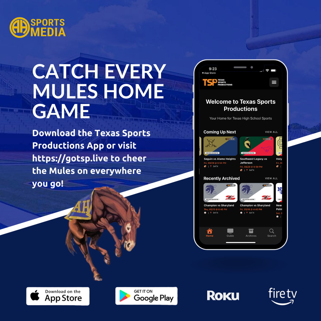 Graphic of TSP app with logos for App Store, Google Play, Roku and FireTV