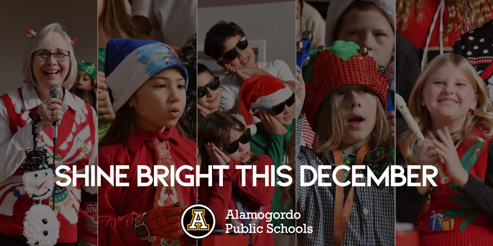students and teacher in holiday outfits