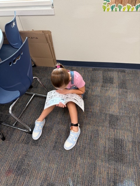 Student reading a book