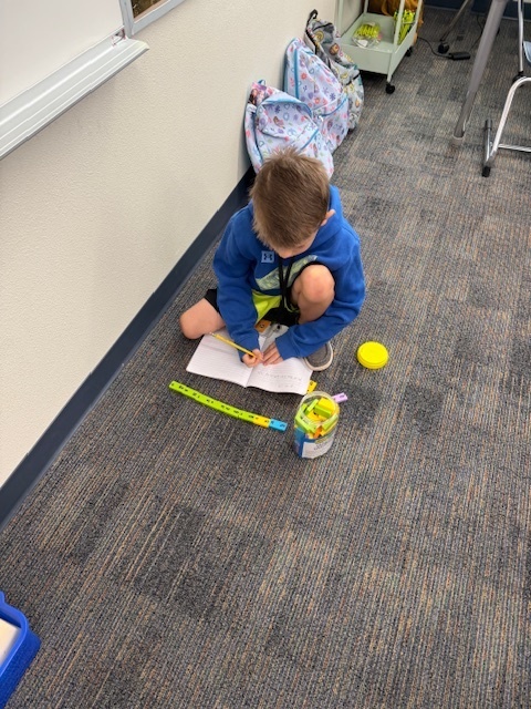 Student writing a sentence