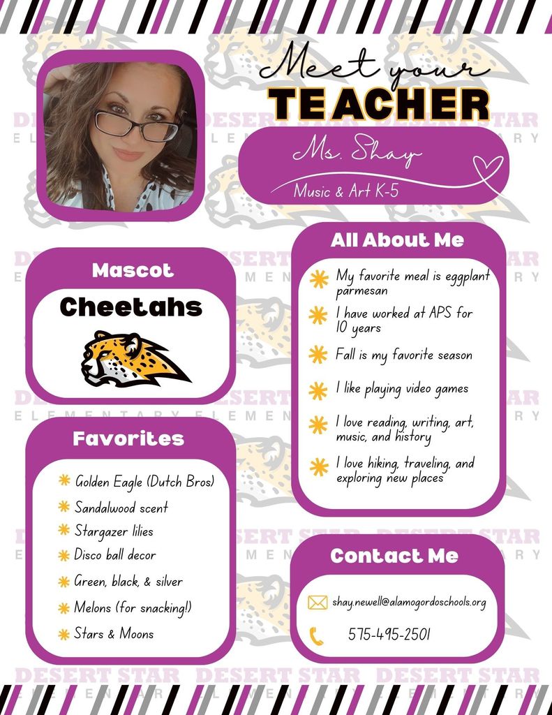 Meet our music and art teacher Ms. Shay