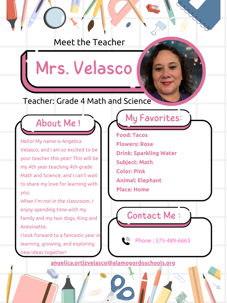 Meet one of our amazing 4th grade teachers, Mrs. Velasco.