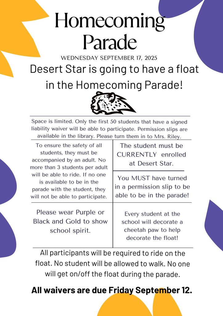 Homecoming parade, Desert Star is going to have a float!