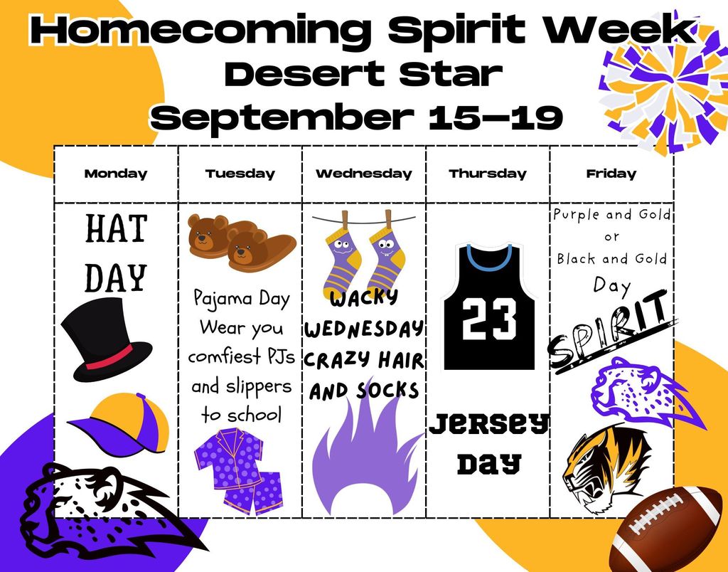 Homecoming Spirit Week at Desert Star September 15-19