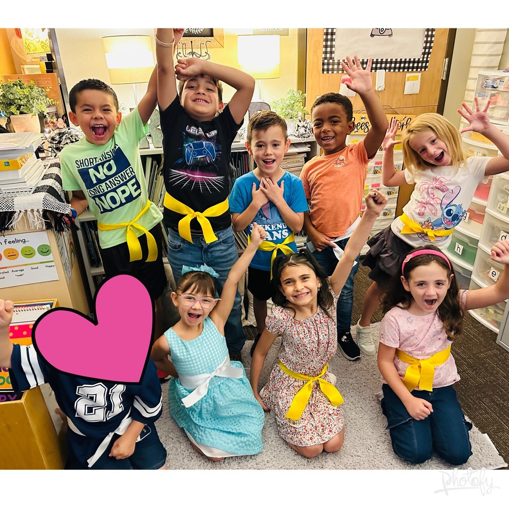 Our newest white & yellow belt champs in Mrs. Wolfe's class.