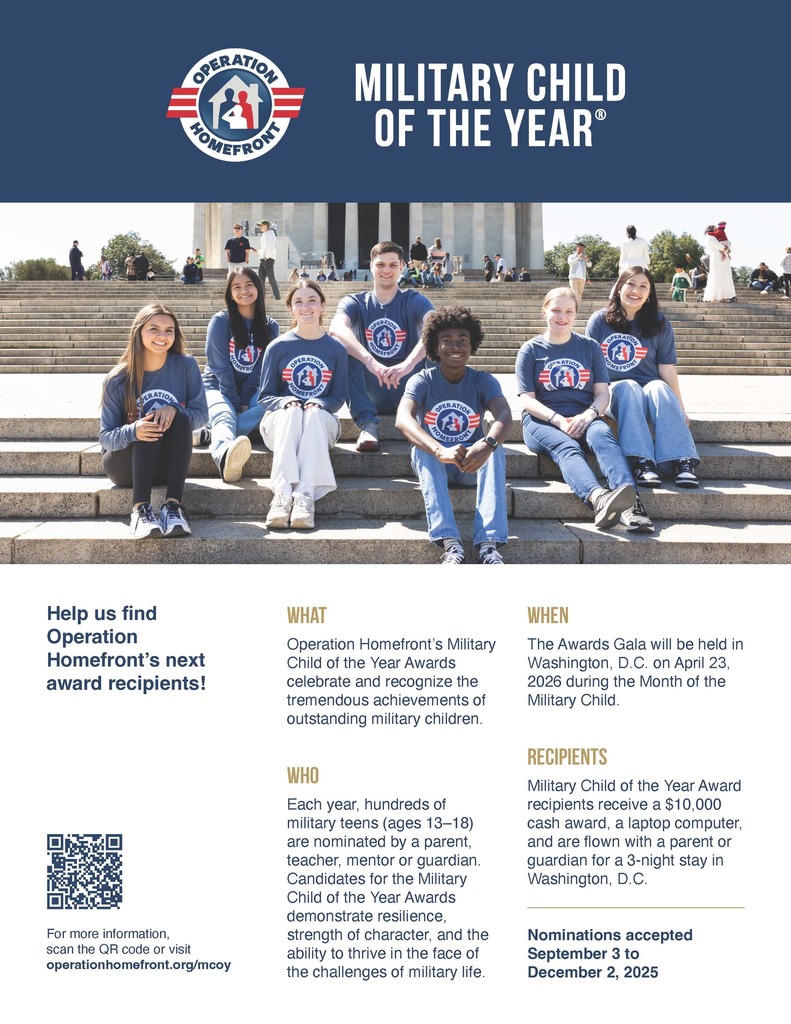 Nominations for the Military Child of the Year® Award are officially OPEN! 🎉