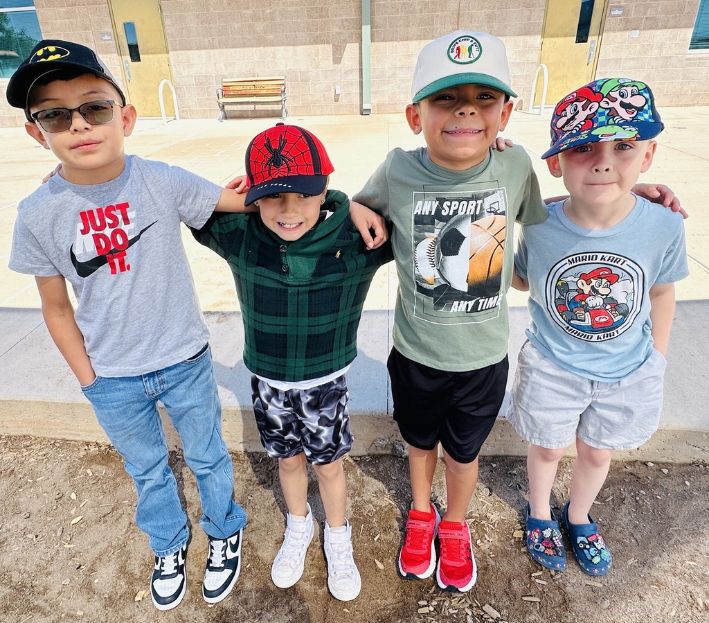 Boys from Mrs. Wolfe's class on hat day.