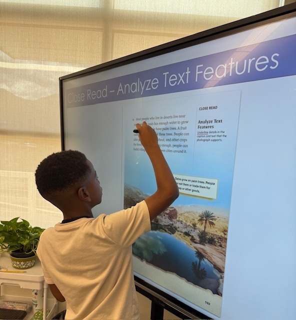 Student working on Analyzing text