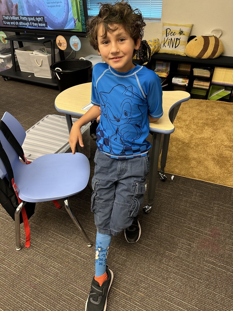 Student with crazy hair on Wacky Hair and Socks Day