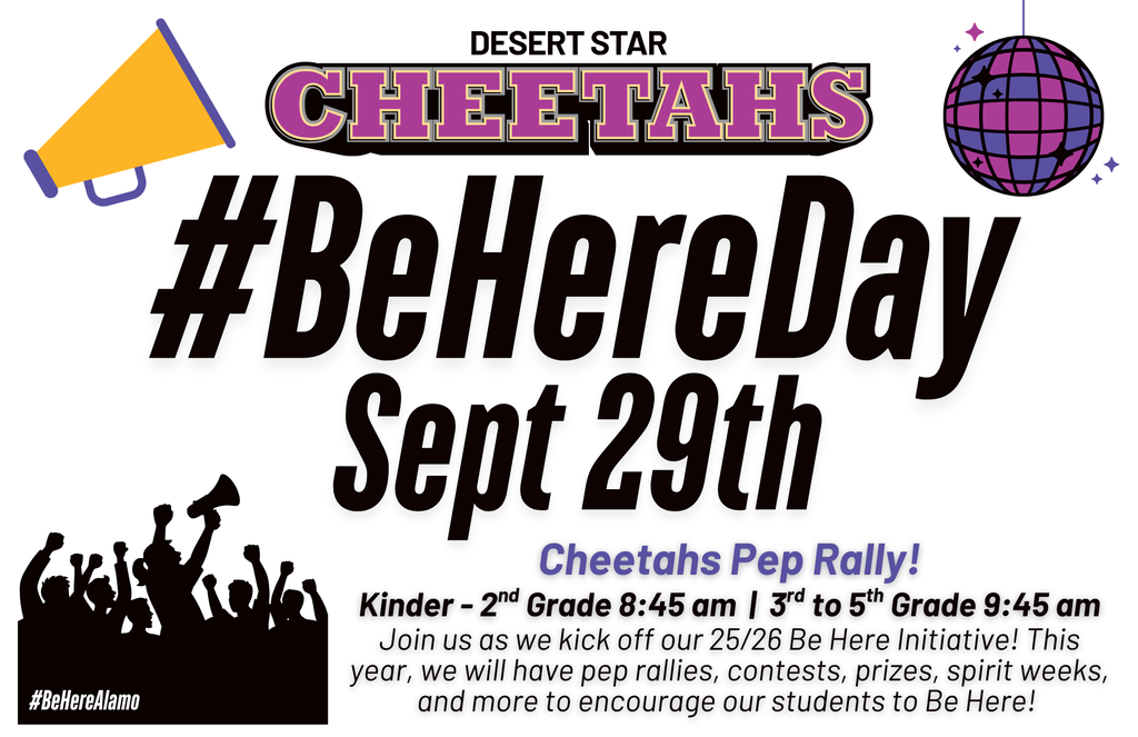 Join us as we kick off our 25/26 Be Here Initiative! This year, we will have pep rallies, contests, prizes, spirit weeks, and more to encourage our students to Be Here!