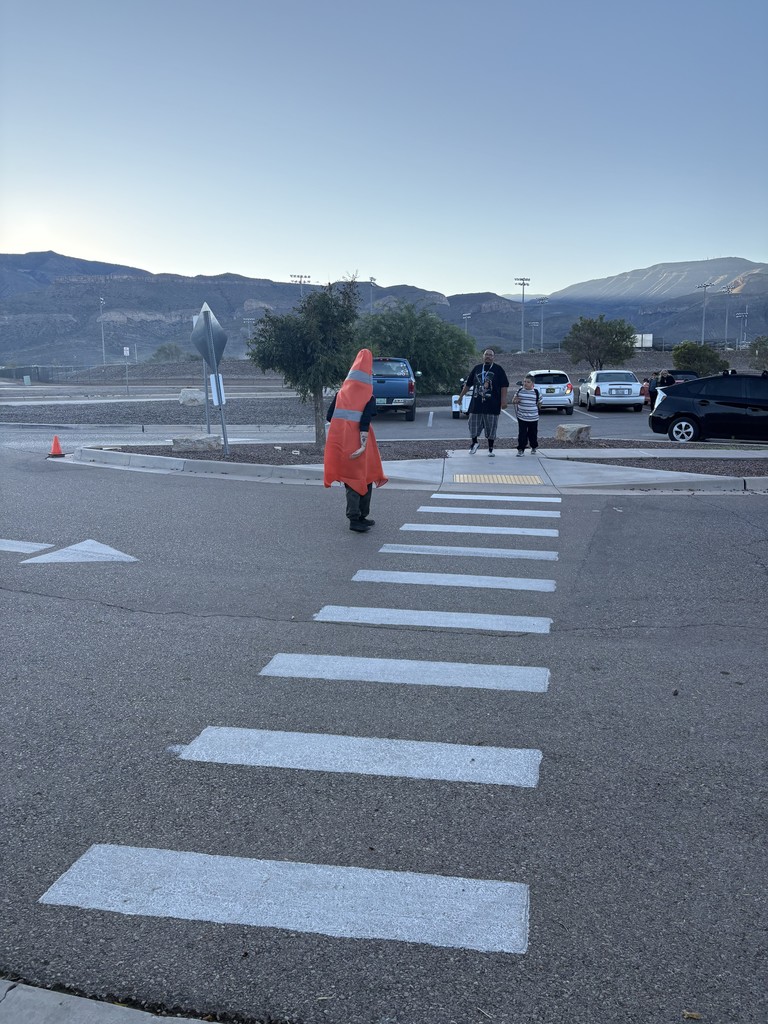 Ms. Tesa dressed as a traffic cone