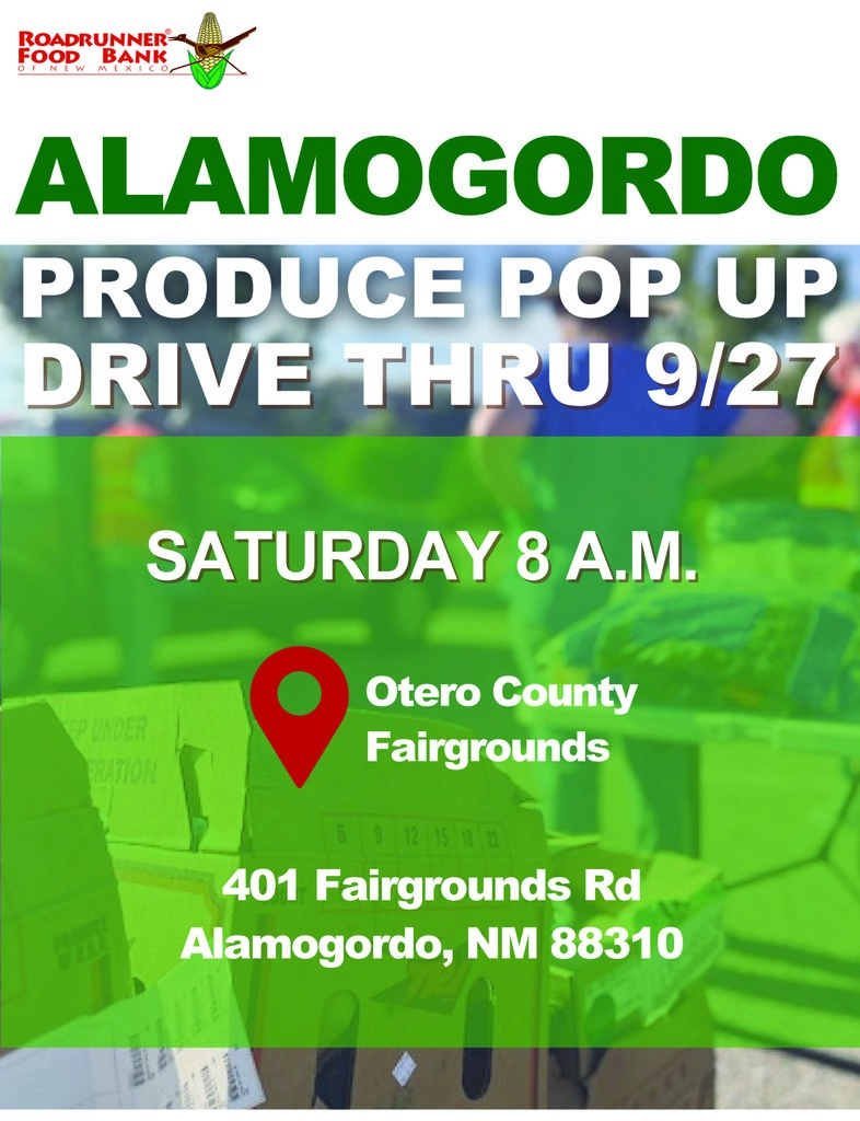 Alamogordo Produce Pop Up Drive Thru  Sept 27 at 8 a.m. 