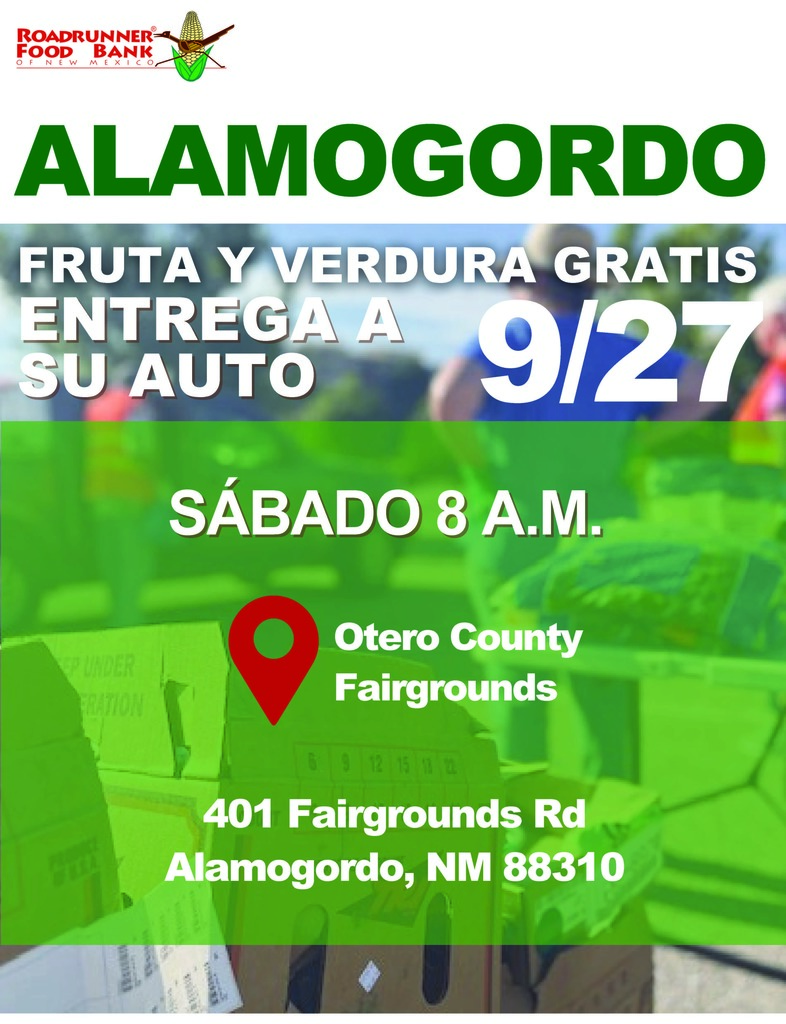 Distribusion de despensa en Alamogordo el sabado sept 27 a las 8 a.m. 