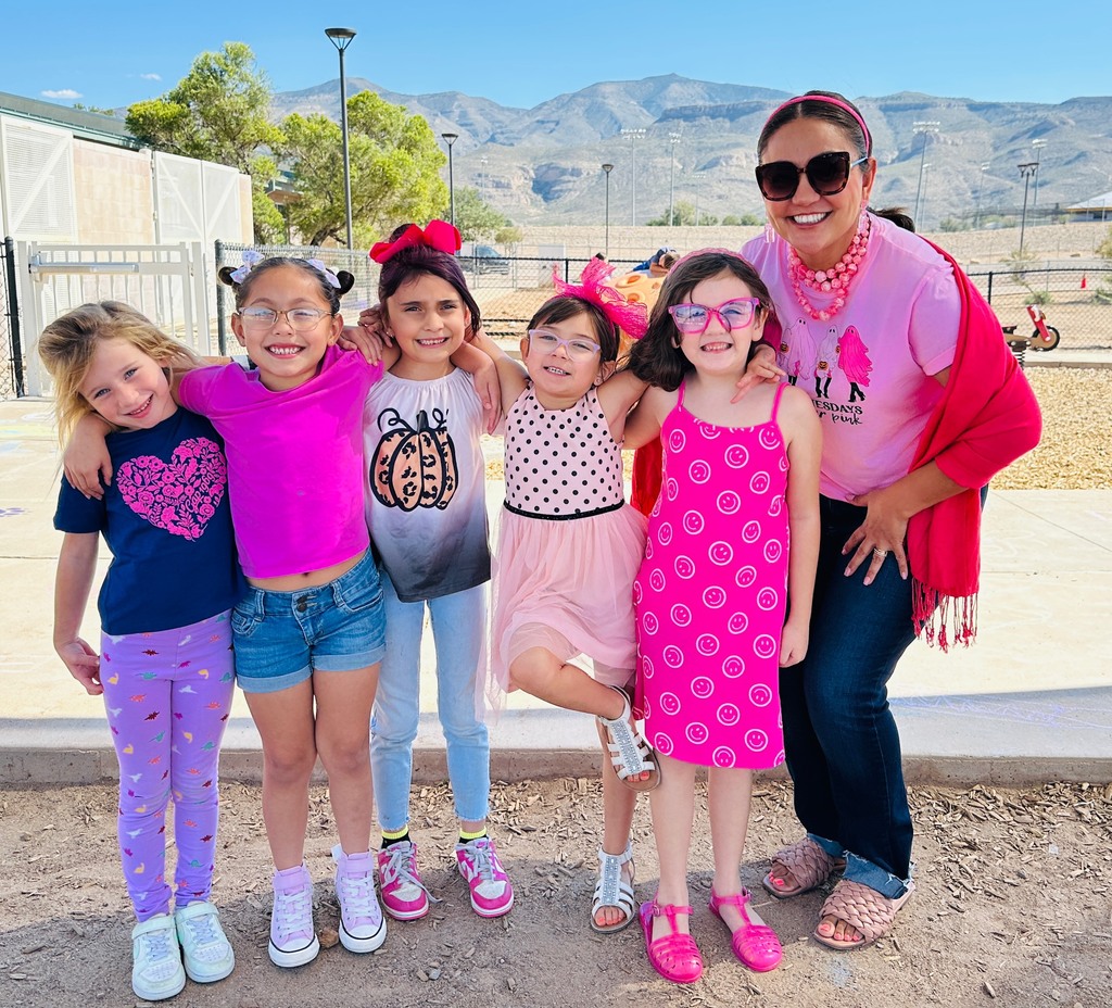 Mrs. Wolfe with her Pink out group