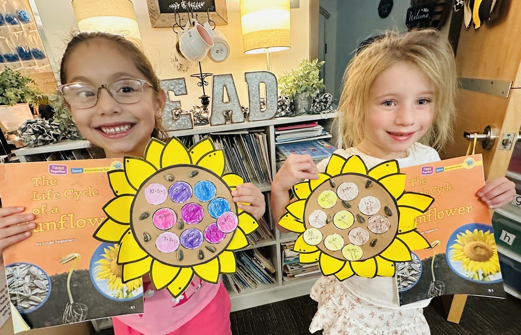 Students with sunflowers