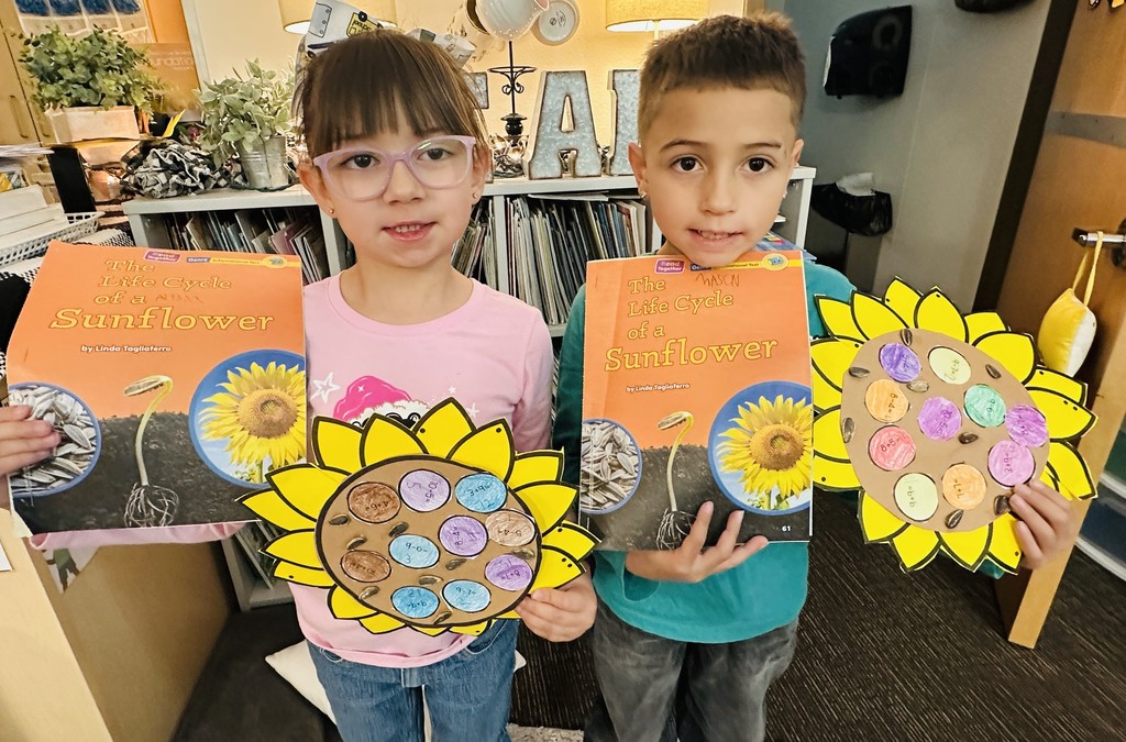 Students with sunflowers