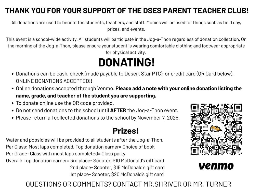 Desert Star PTC Cheetah Chase donation information