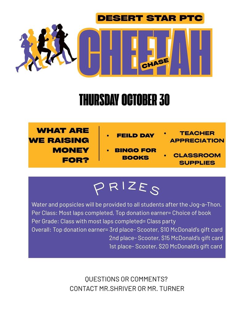 Desert Star PTC Cheetah Chase donation information