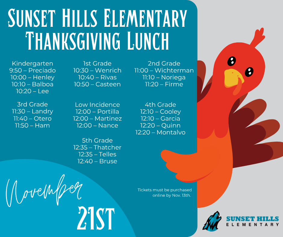 Thanksgiving lunch with your student. Today is the last day to RSVP and purchase your tickets