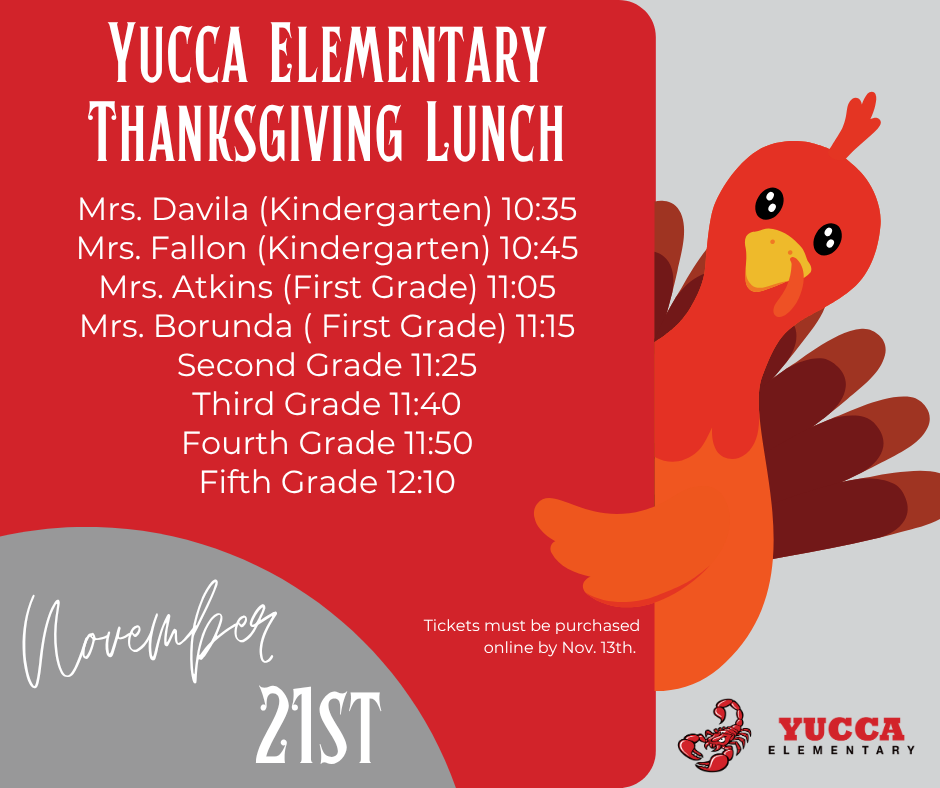 Thanksgiving lunch with your student. Today is the last day to RSVP and purchase your tickets