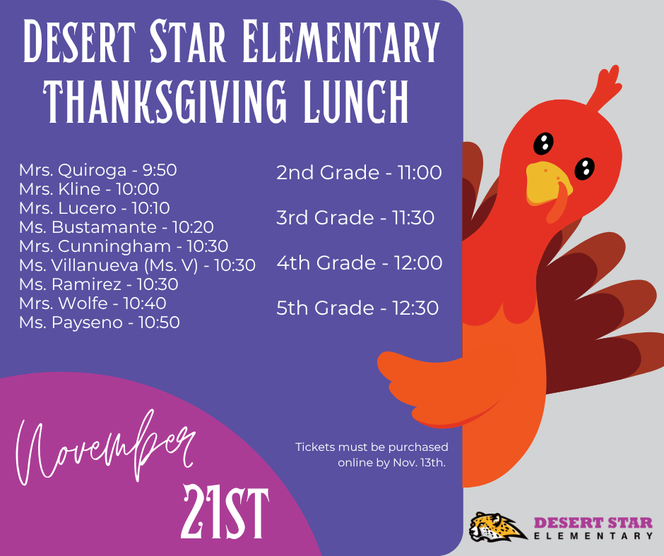 Thanksgiving lunch with your student. Today is the last day to RSVP and purchase your tickets