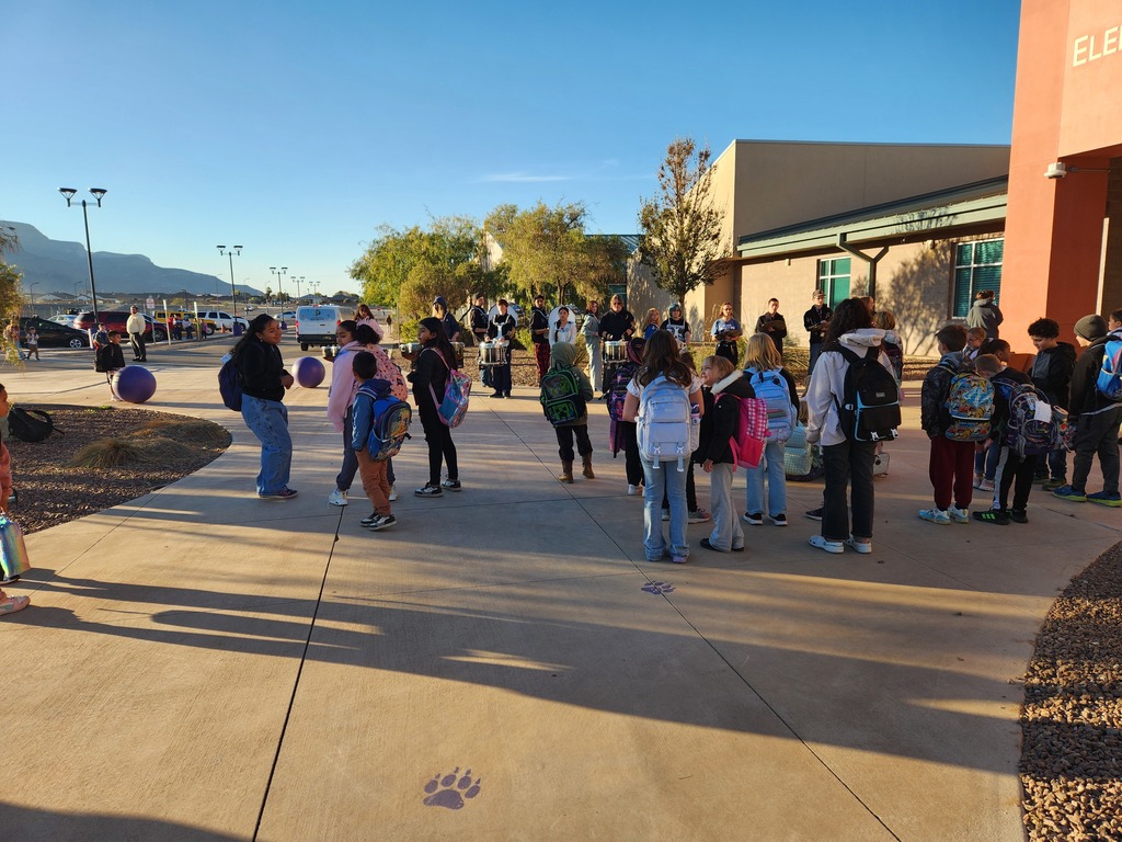 Alamogordo Tiger Band Drum Line in front of Desert Star Elementary School
