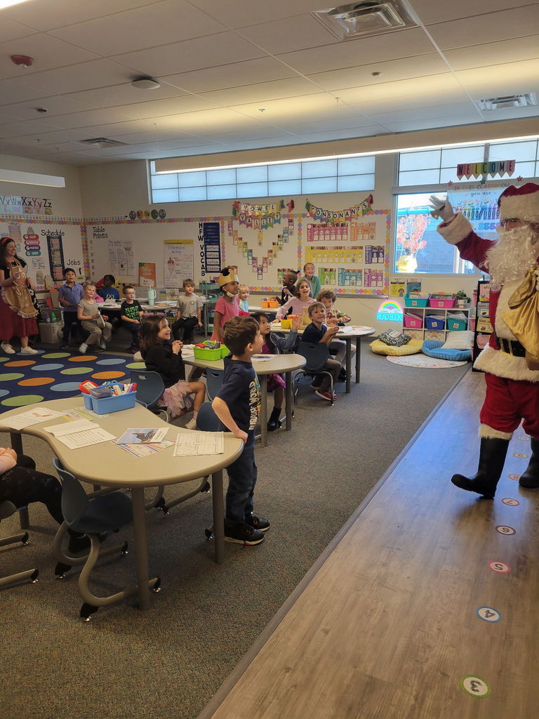 Santa Claus visits a classroom