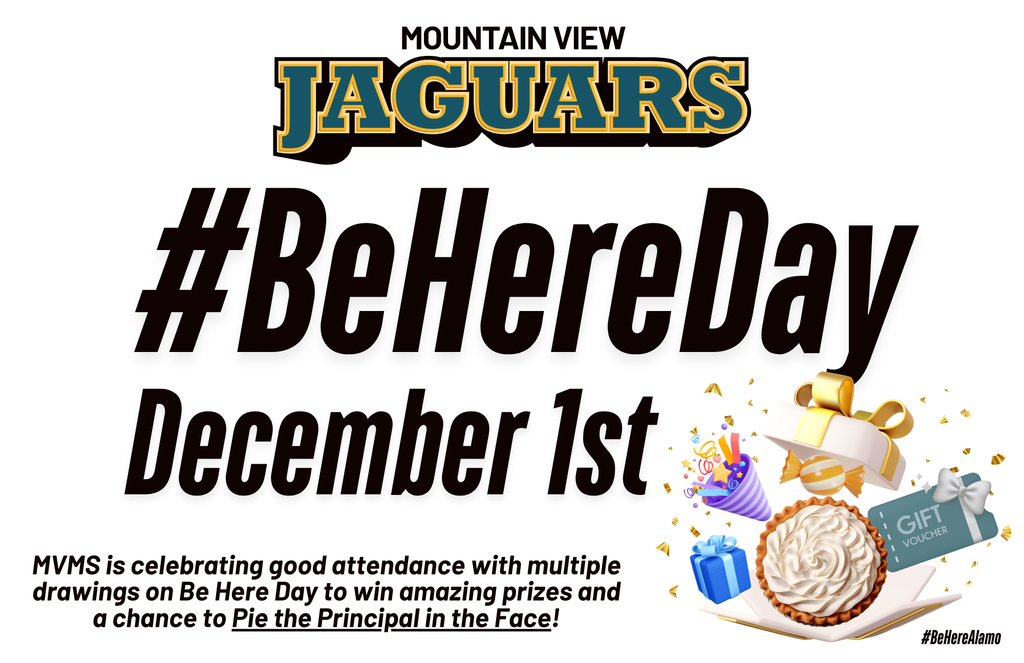 We are celebrating be here day with a chance to pie the principal in the face