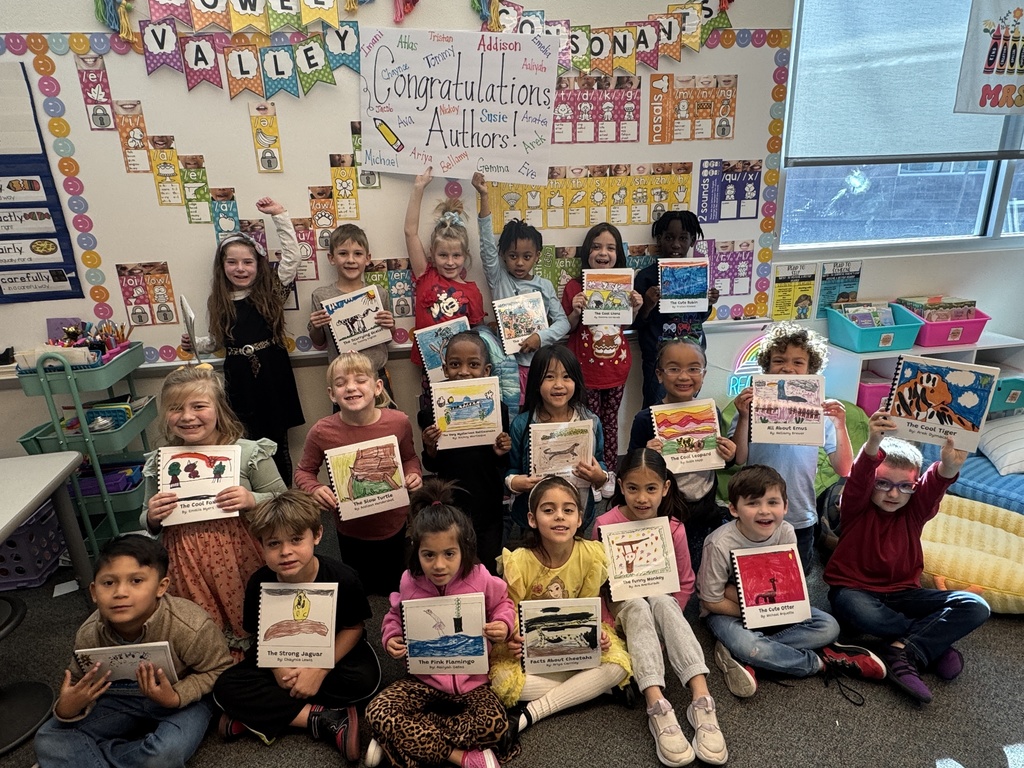 1st graders displaying their written creations