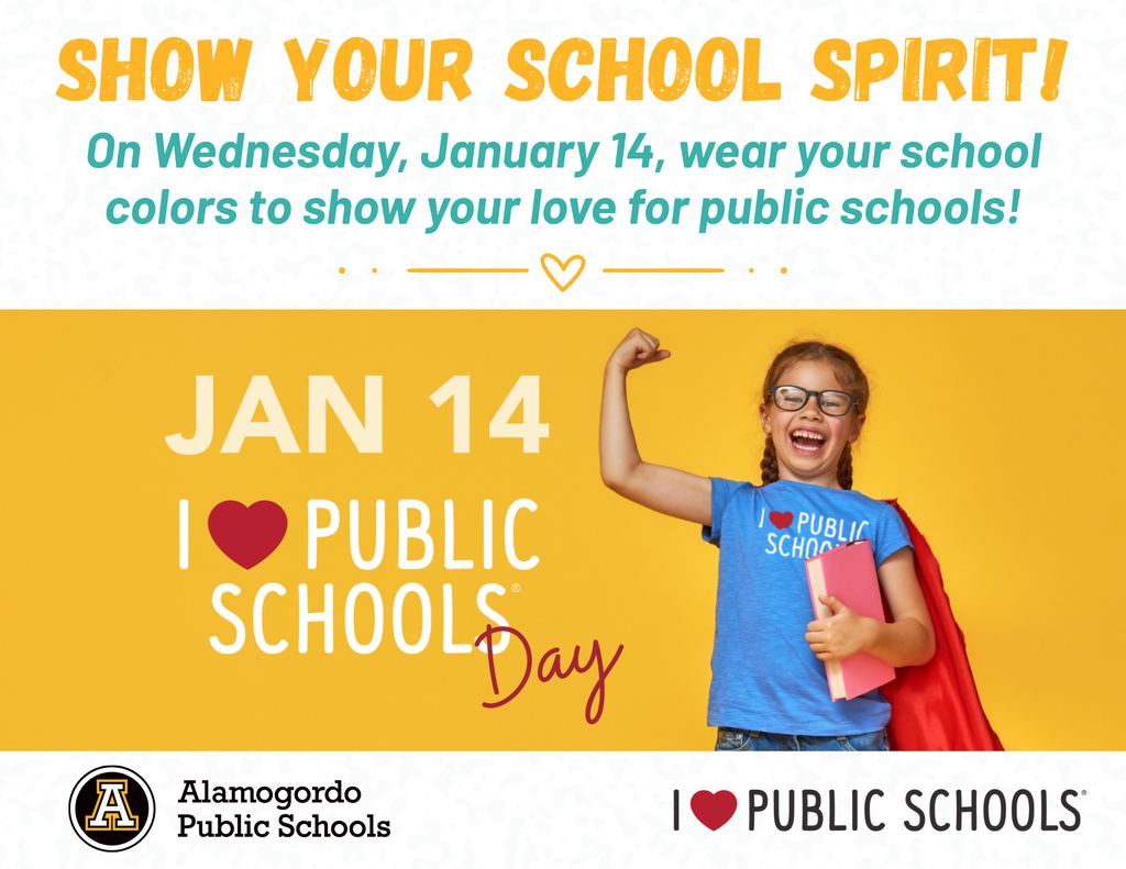 Show your school spirit on Wednesday January 14 to show your love for public schools! 
