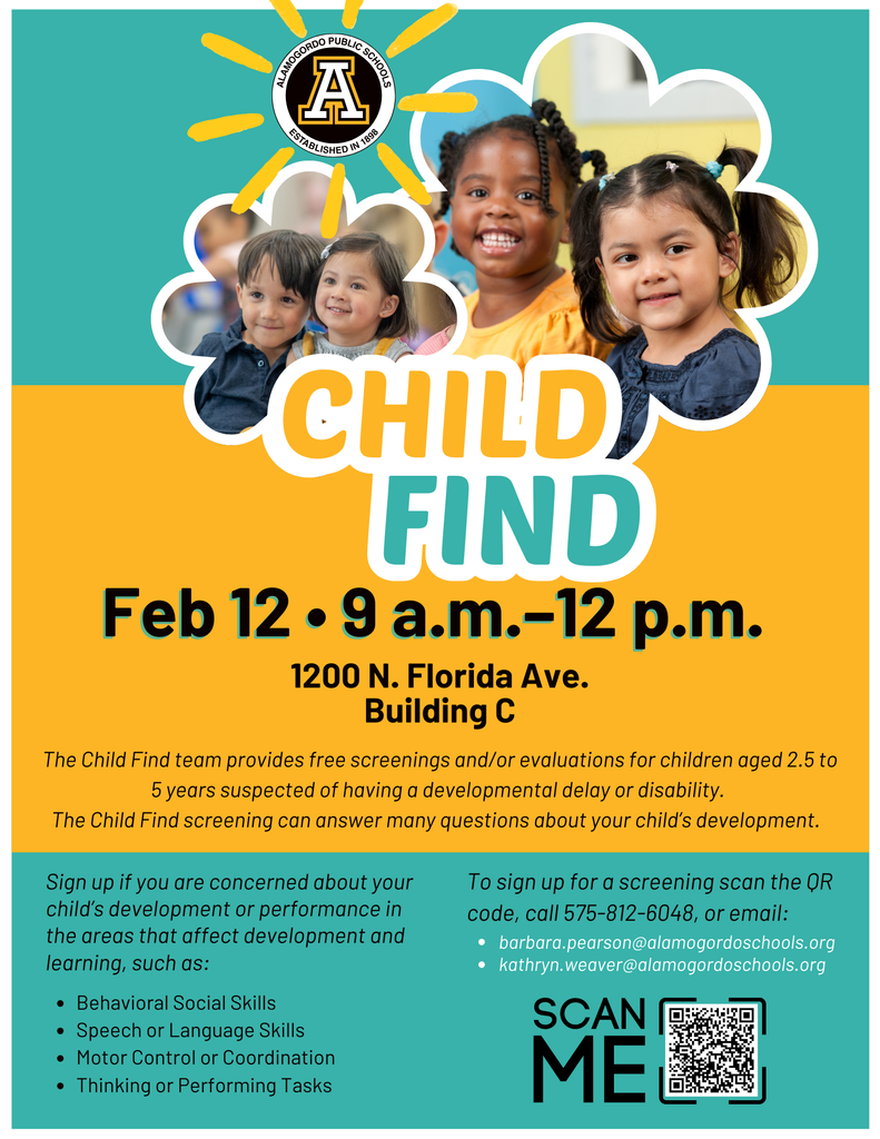Child Find February  12  from 9 a.m. to 12 p.m. 1200 N. Florida Ave. building C 