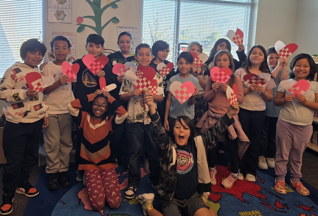 Mrs. Stroud's class getting ready for Valentine's Day!