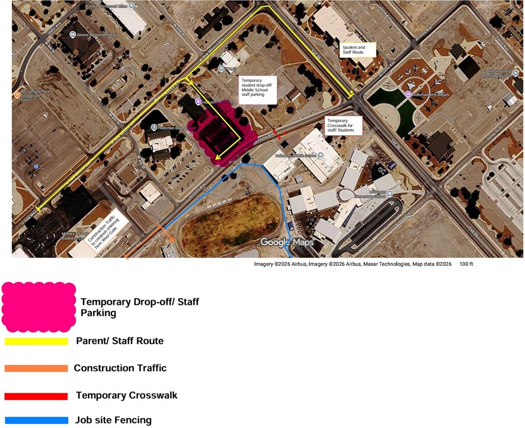 Temporary Drop-off/Staff Parking Map