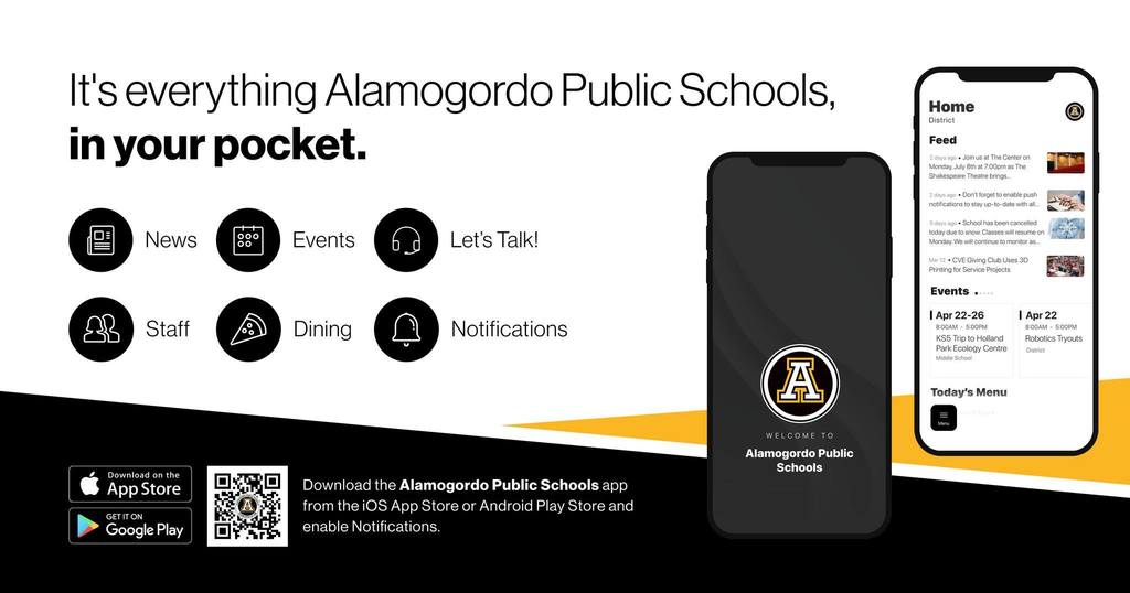 APS App it's everything Alamogordo Public Schools, in your pocket! News, events, Let's Talk!, Staff, dining and notifications. 