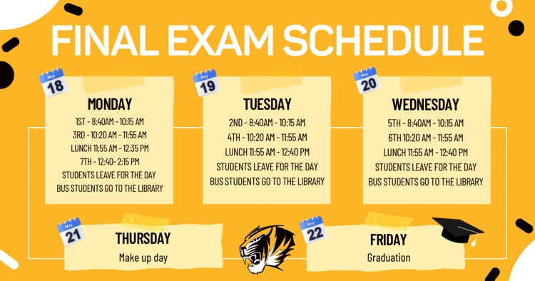 final exam schedule graphic  