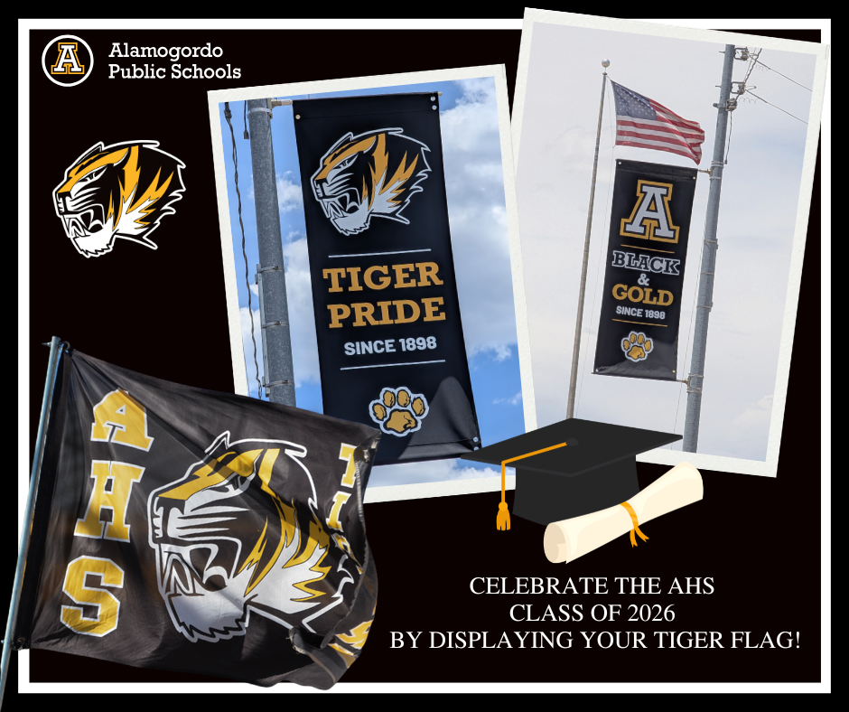 Graphic- Celebrate the AHS class of 2026 by displaying your Tiger flag. 