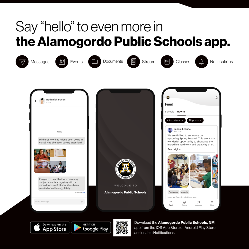 Say "hello" to even more in the APS App. - graphic with a phone and the app displayed 
