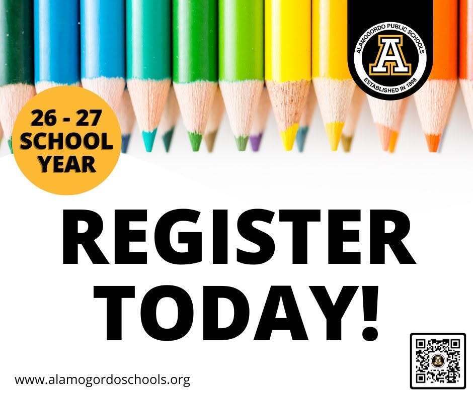 Register Today for the 26-27 School Year graphic with color pencils