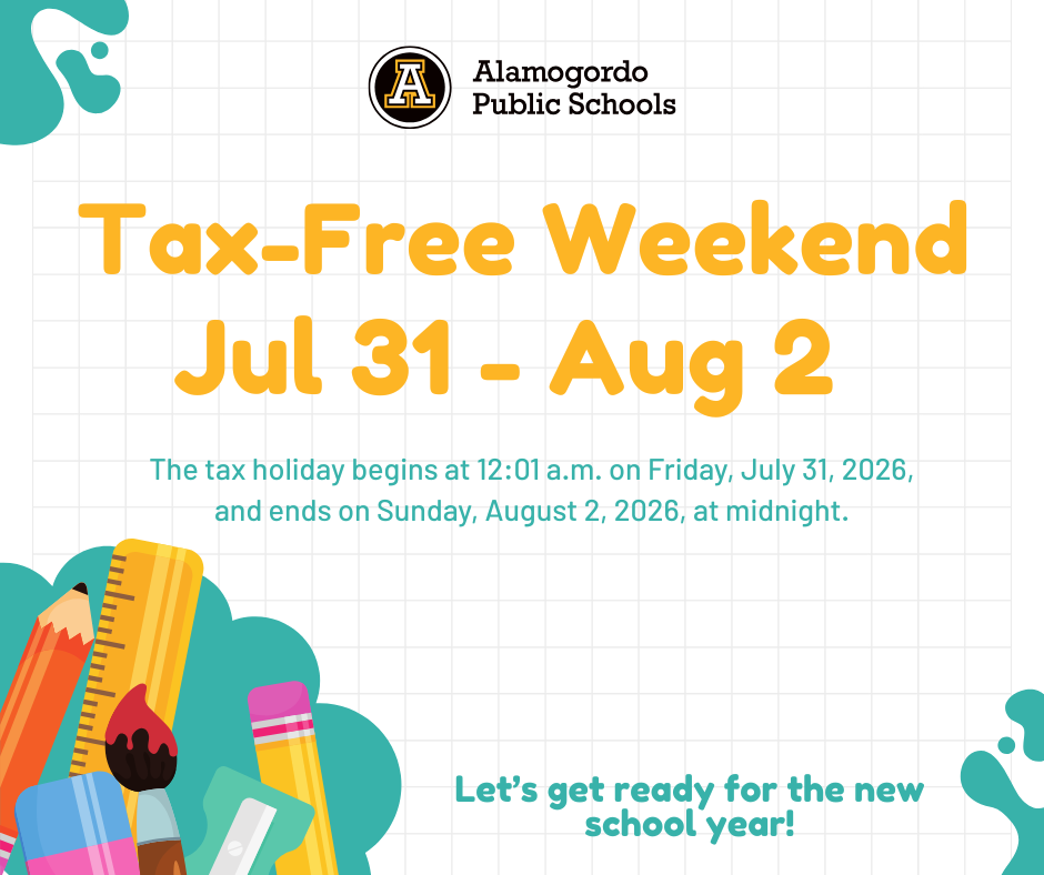 Tax free weekend July 31st-August 2nd the holiday begins at 12:01 a.m. on Friday July 31st and ends on Sunday August 2, 2026 at midnight.