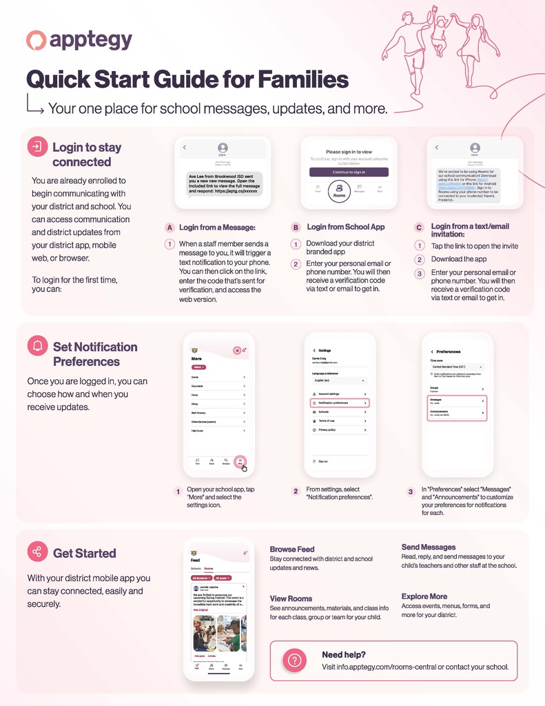 Quick start guide for families graphic