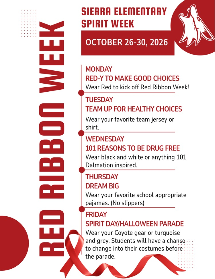schedule for red ribbon week spirit days