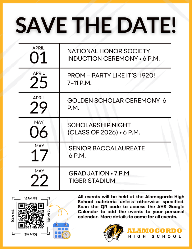 AHS Save the Dates Graphic for 2026 Graduates