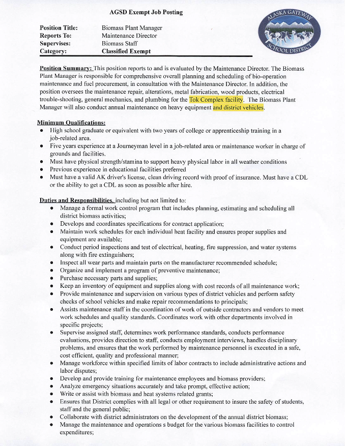 Job Vacancy - Biomass Plant Manager